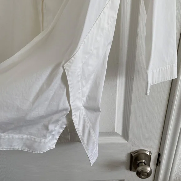 Lafayette 148 New York - White 3/4 Sleeve Button-Down Shirt Tunic Blouse - Picture 5 of 10